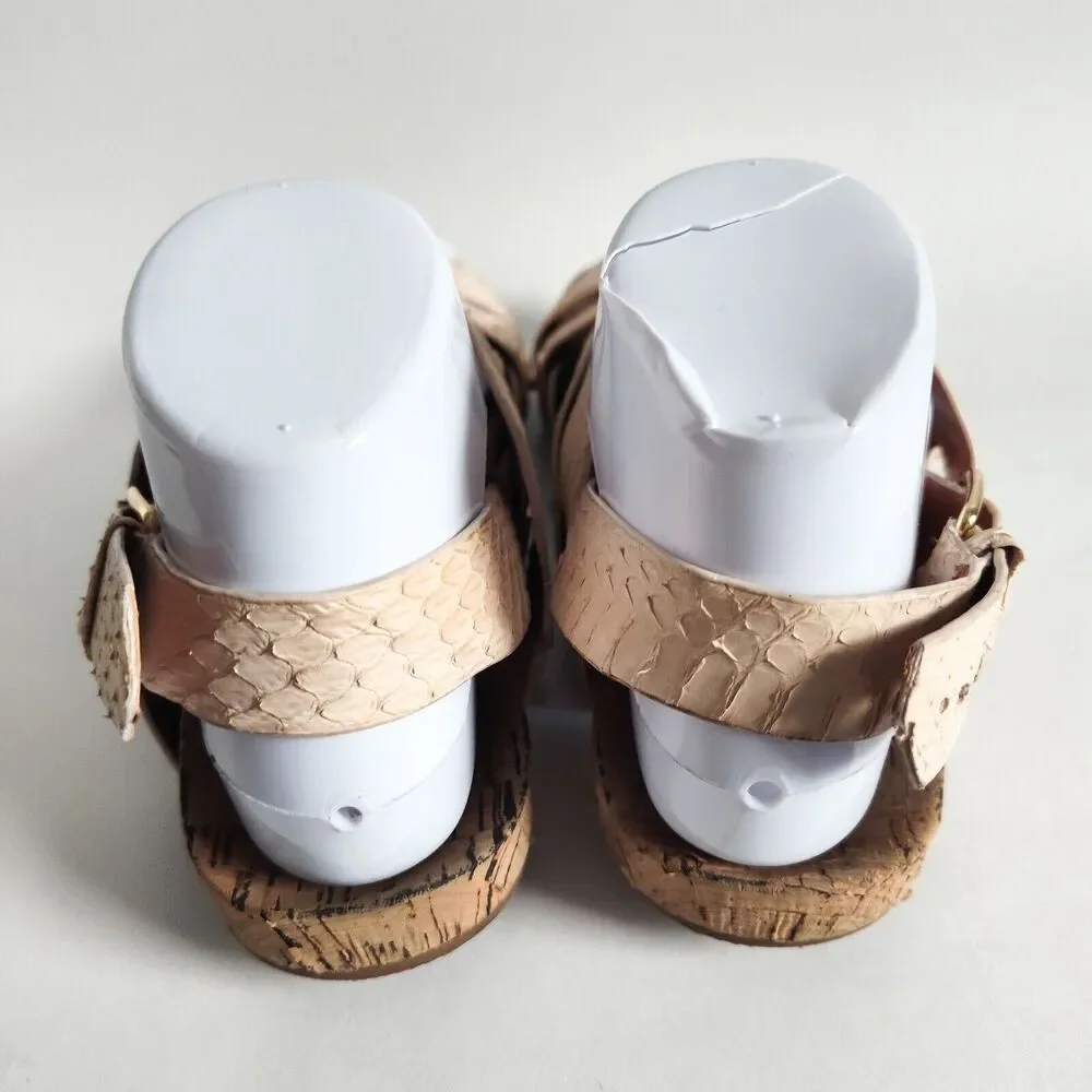 Rebecca Minkoff Pastel Pink Gladiator Sandals Textured Snake Studded Size 6.5‎